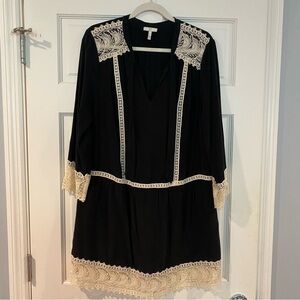 Joie Black and Cream Bell Sleeve Sundress